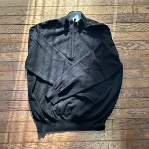 Peter Millar Men's 9% Silk Blend 1/4 Zip Pullover Sweater Black XL